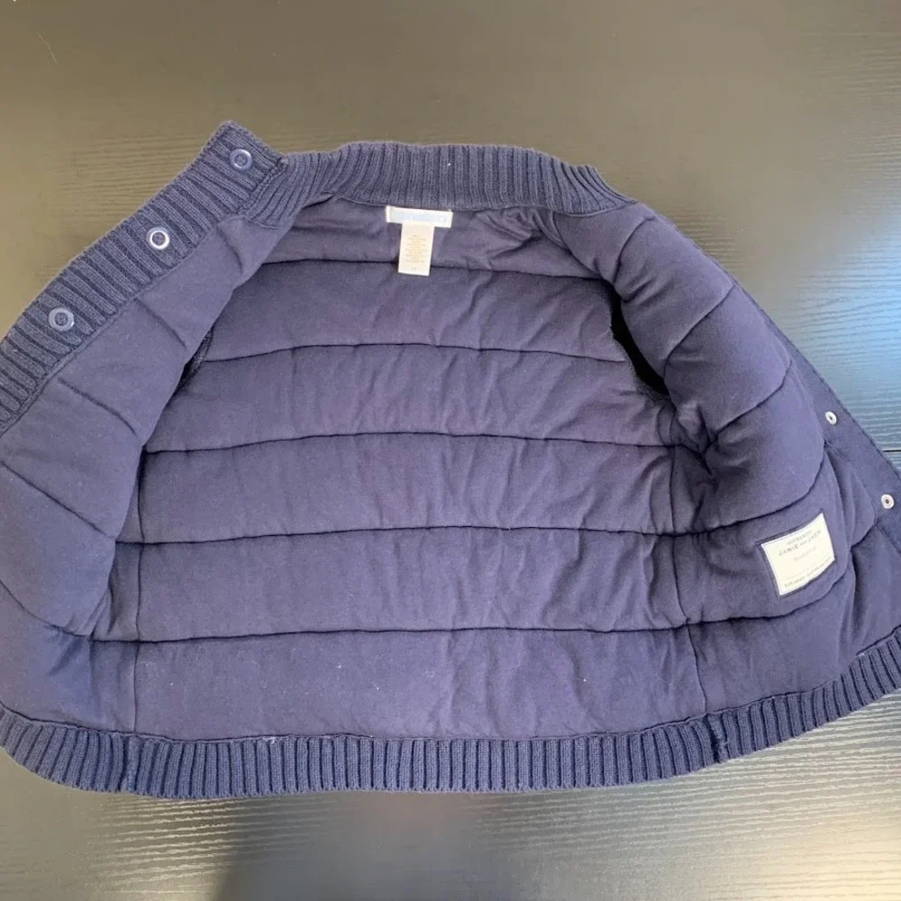 Janie and Jack Navy Blue Cable Knit Puffer Vest‎ Preppy Holiday Boys Youth 5-6